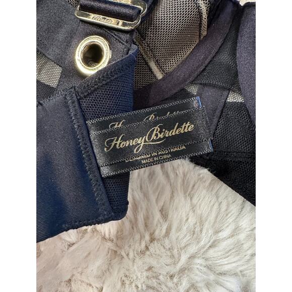 Honey Birdette CAGE🖤 Black Striped Monogram Bra 34D - Picture 4 of 5